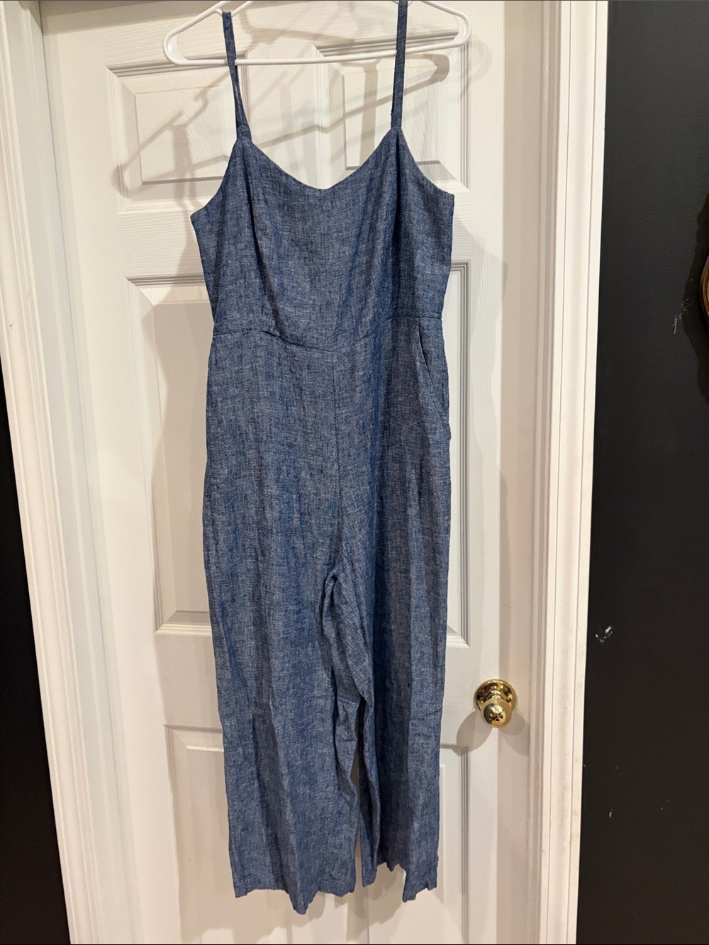 Old Navy Blue Chambray Spaghetti Strap Jumpsuit